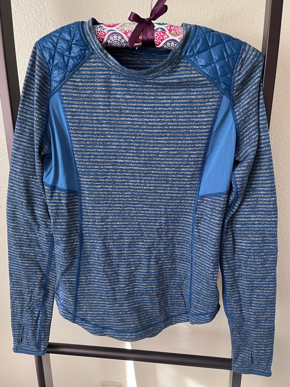 lululemon athletica Blue Striped Long Sleeve Pullover
